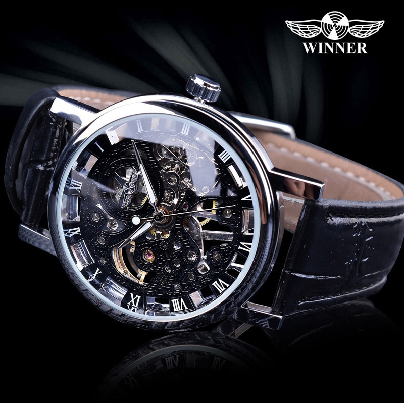 WINNAAR Transparant Golden Case Luxe Casual Heren Horloges Top Brand Luxe Automatische Mechanische Skeleton FORSINING Horloge