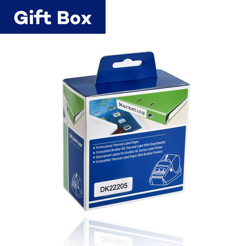 Rollo de papel térmico DK22205, 62mm x 30,48 m, Compatible con impresoras de etiquetas Brother QL DK-22205