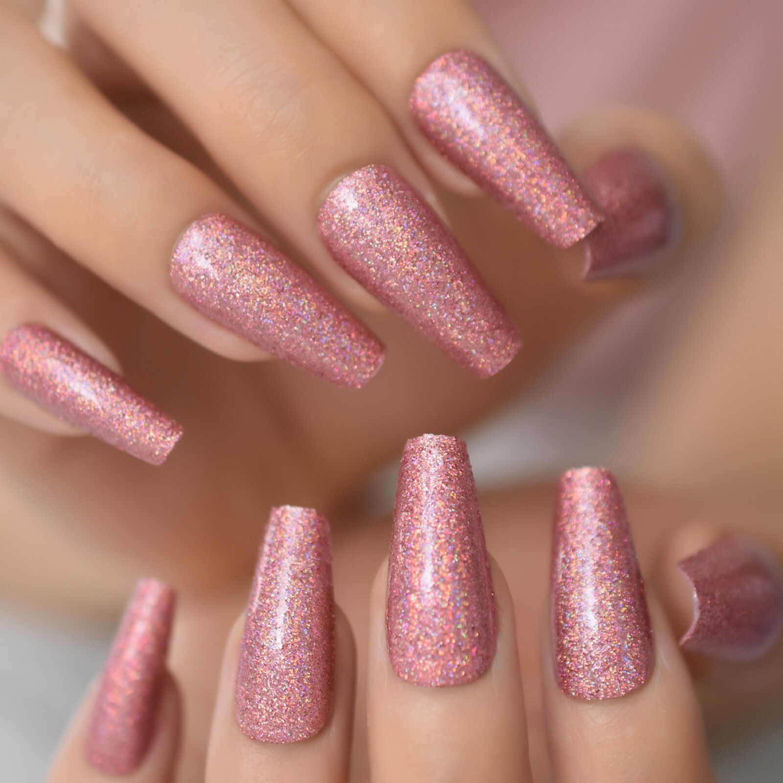 Rose negle tryk på negle mandel medium-korte fingernegle spidser flase nails art forsyninger til professionelle echiq negle 24 stk.: L5861