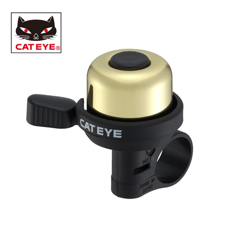 Cateye cykelklokke mtb landevejscykel kobber 90db horn klokke 2.2-25.4 mm styr klokkehorn lyder luftalarm ringer klokker pb -1000: Guld
