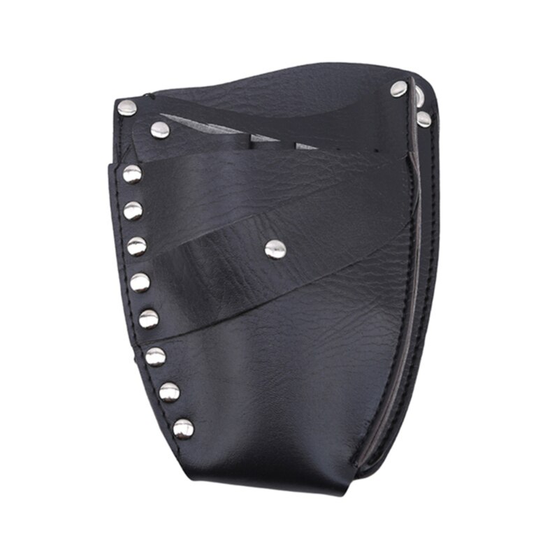 Pu Haar Schaar Zak Zwart Lederen Kapper Hairdressing Holster Pouch Holder Case Klinknagel Clips Tas Met Taille Schouder Riem 23*15Cm