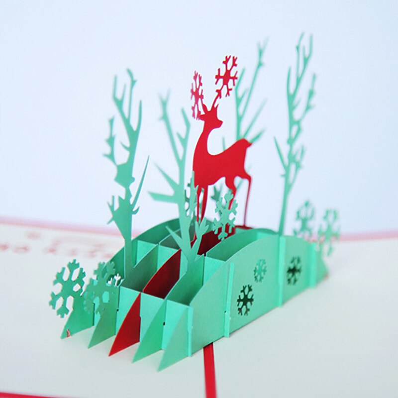 3D Pop Up Card Santa Claus Christmas Deer Merry Christmas Greeting Cards Home Party Decorations Year Greeting Card
