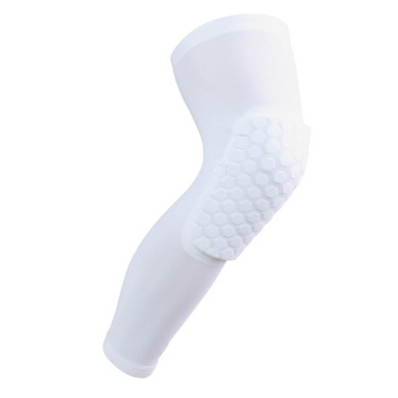 Rodillera deportiva para baloncesto, rodillera de soporte para piernas, con cinta protectora,: White / S
