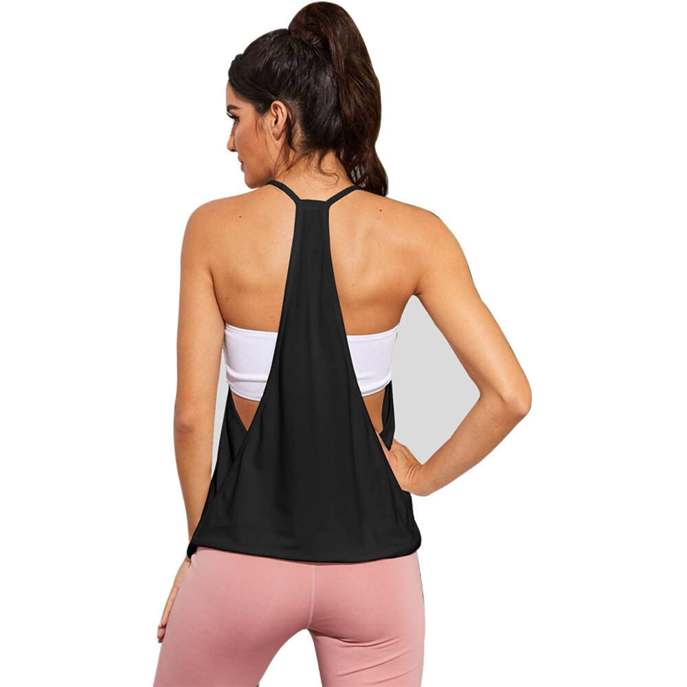 Vrouwen Naadloze Sneldrogende Yoga Gym Crop Top Ochtend Running Training Top Vrouwen Effen Kleur Losse Schoonheid backsleevelessvest: Black / S