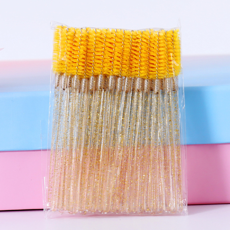 QSTY-brocha de maquillaje para pestañas, 50 Uds., aplicador de rímel desechable individual, peine, varita, herramientas de pinceles de maquillaje para pestañas, 6 colores: YELLOW