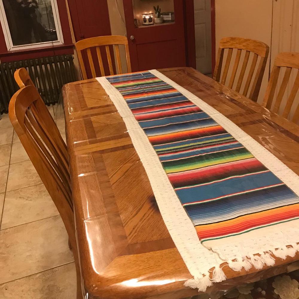 4 farver mexicansk fest serape bomuld duge bordløber regnbue bryllupsfest bordløbere hjemmepynt 213 x 35cm