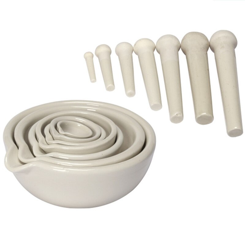Juego de mortero y Maja de porcelana para triturar y moler especies, hierbas u otras sustancias blandas, buenas herramientas para laboratorio o farmacia, 1 ud.