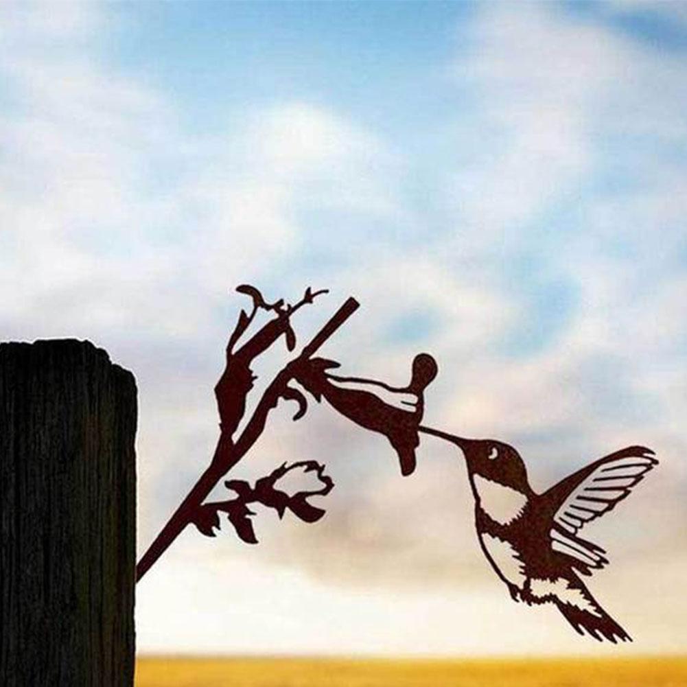 Clôture en fer forgé pour oiseaux et colibris, décoration artistique en métal pour jardin et cour