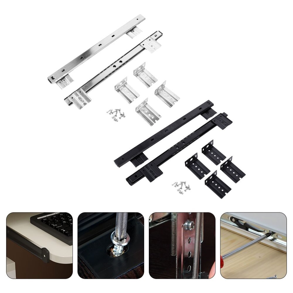 2 Set Keyboard Shelf Runners Adjustable Under Desk Computer Slides