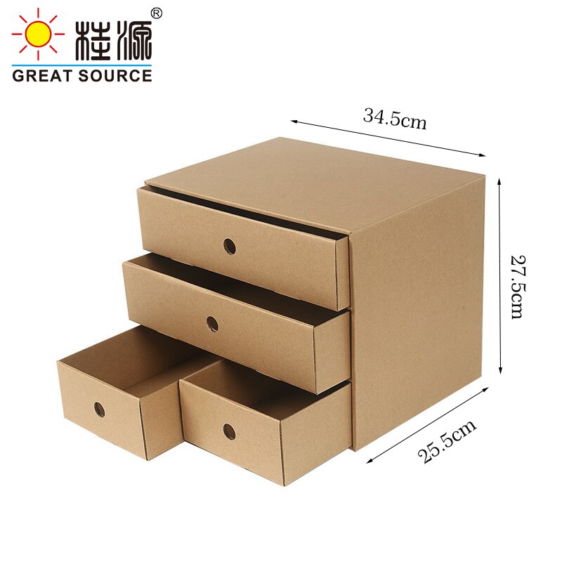 4 tiroirs de stockage Composable armoire bureau ondulé pliable maison stockage papier Kraft respectueux de l'environnement (2 pièces)