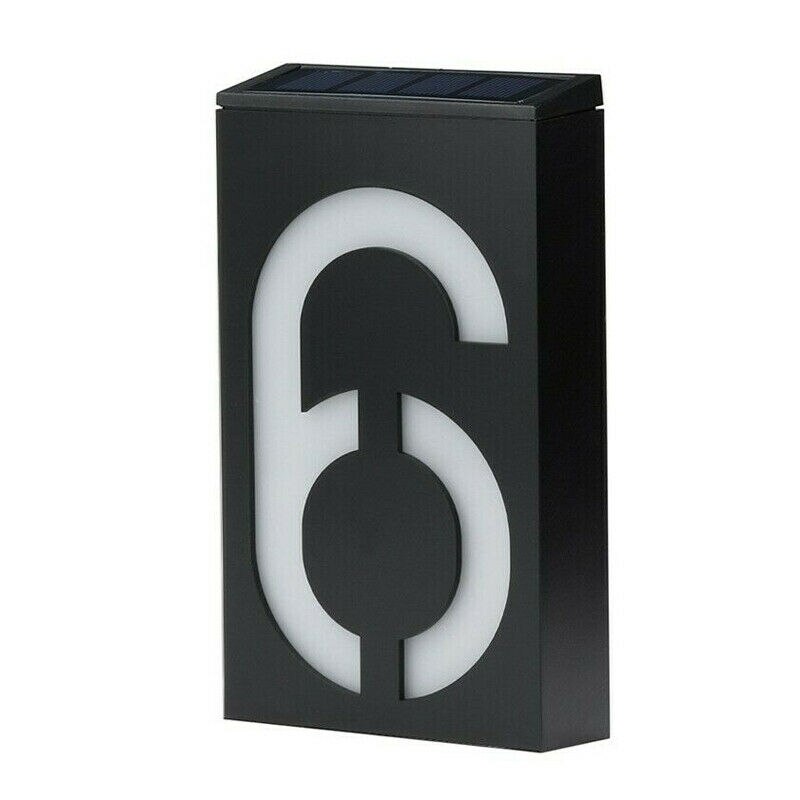 Solar Power LED Light Sign House Hotel Door Address Plaque Number Digits Plate Lampes Solaires Led Solaire Lamp Outdoor Home: 6