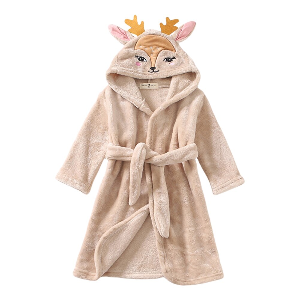 Albornoz con capucha para bebé y niña, bata de baño de dibujos animados de ciervo, Toalla de baño bordada, ropa de invierno para bebé, ropa de dormir