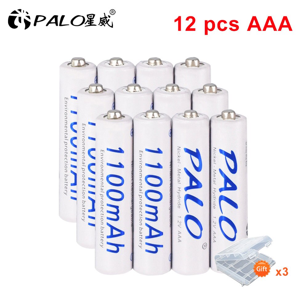 Palo aaa 1.2v 3a 1100 mah ni-mh-akku aaa-batterien für kamera, taschenlampe, spielzeug, aaa-ni-mh-akku: 12 stck.