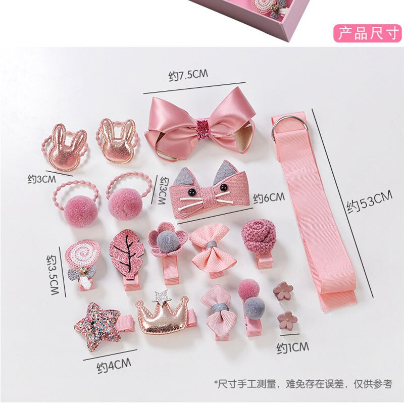 23 Piece Girls Cute Cartoon Hair Clip Set Cute Hair Accessories Girl headwear Bow Flower Hairpins Hairband Elastic Headdress Gif