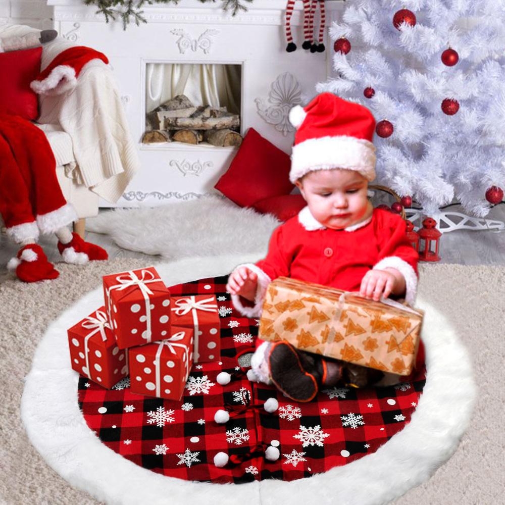 122cm hvide juletræsnederdel plys tæppe måtte forklæder pelspynt til hjemmet fødselsdagstræ nederdele år dekoration år