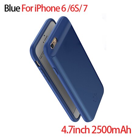 Thin Ultra Slim External Backup Battery Charger Case For iPhone 8 7 6 6s Plus PowerBank Charging Case Cover for iPhone 6 6s 7 8: i6 i6s i7 i8 Blue