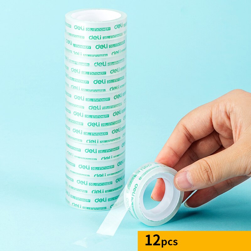 DELI Cute Office Tape Dispenser Plastic Stationery Sealing Tape Cutter Washi Tape Storage Organizer Cutter Office Tape Dispen: 12 Rolls Tape
