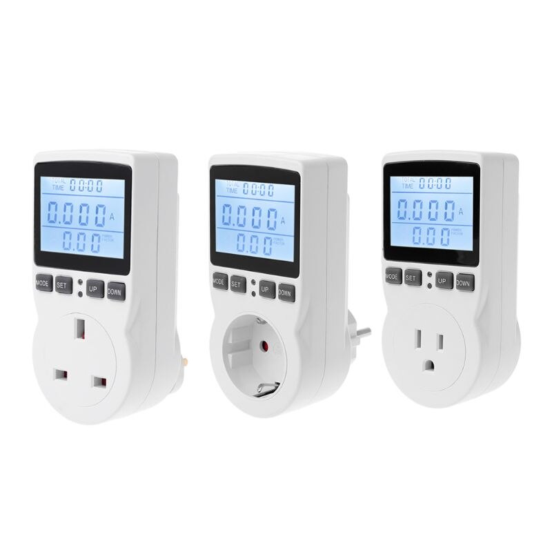 Digitale Power Meter Socket Eu/Us/Uk Plug Energy Meter Stroom Spanning Watt Elektriciteit Kosten Meten Monitor Power outlet 32CC