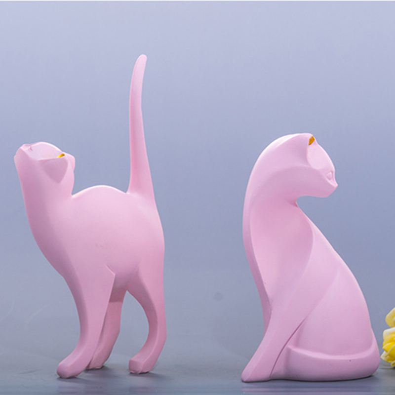 Statue de chat en résine rose de , décoration de café, de bureau, de maison, sculpture de simplicité, tenue douce, 1 pièce