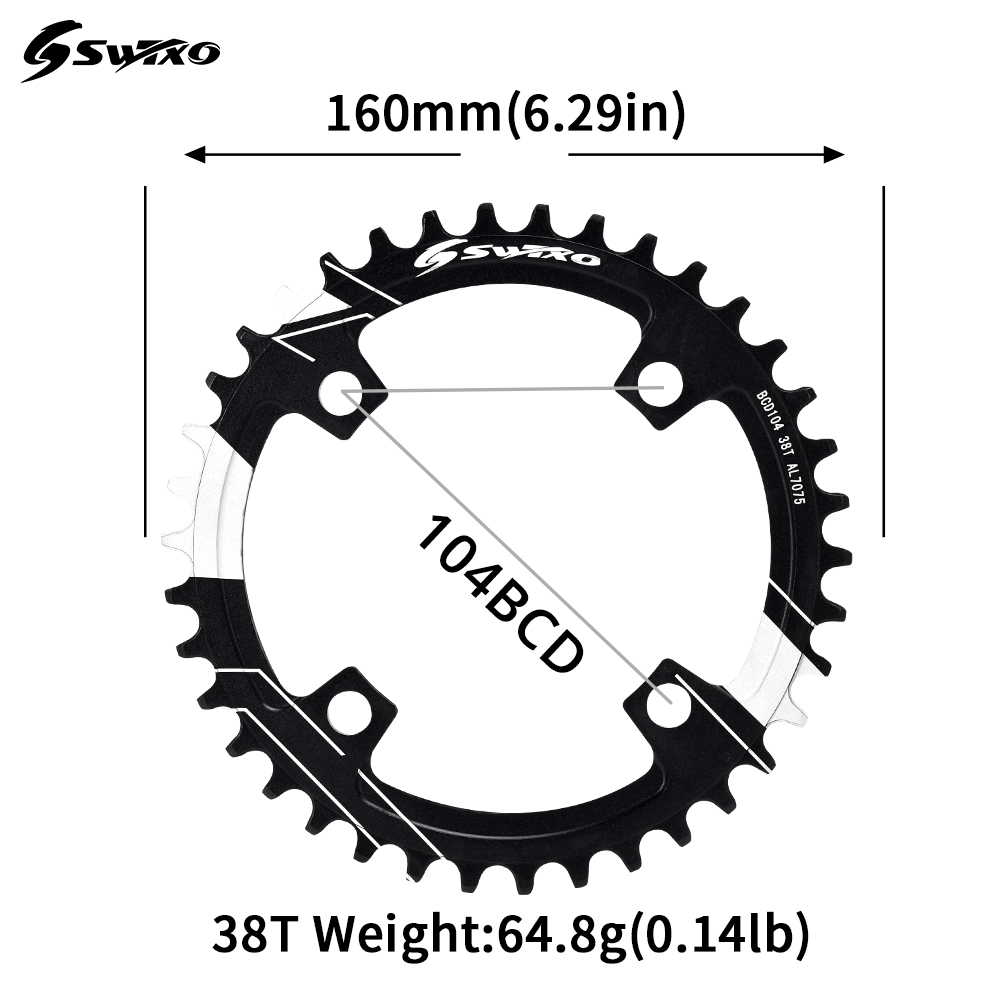 SWTXO 104BCD MTB Bike Crankset Bicycle Crank Chainwheel Rainbow Aluminum Alloy With Bottom 170mm Crank 32T 34T 36T 38T Plate: 36T