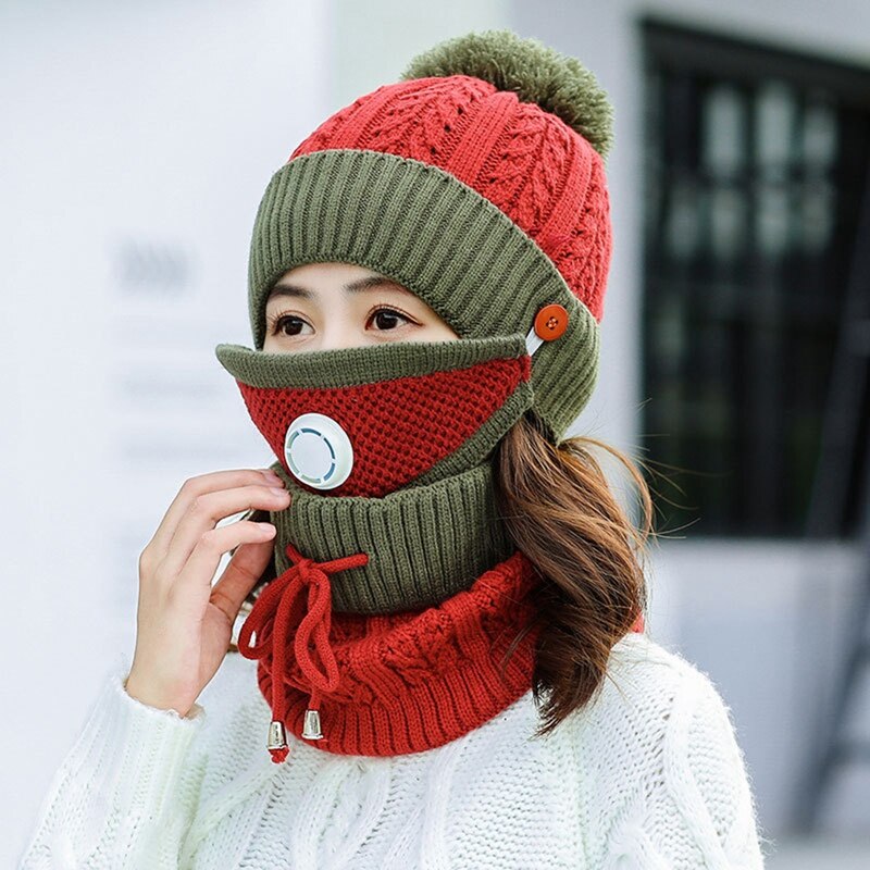 Winter wollen skimutsen nekwarmers mutsen gebreid dames heren thermische bivakmutsen warmer capuchon mutsen fiets skimutsen buiten: Drd