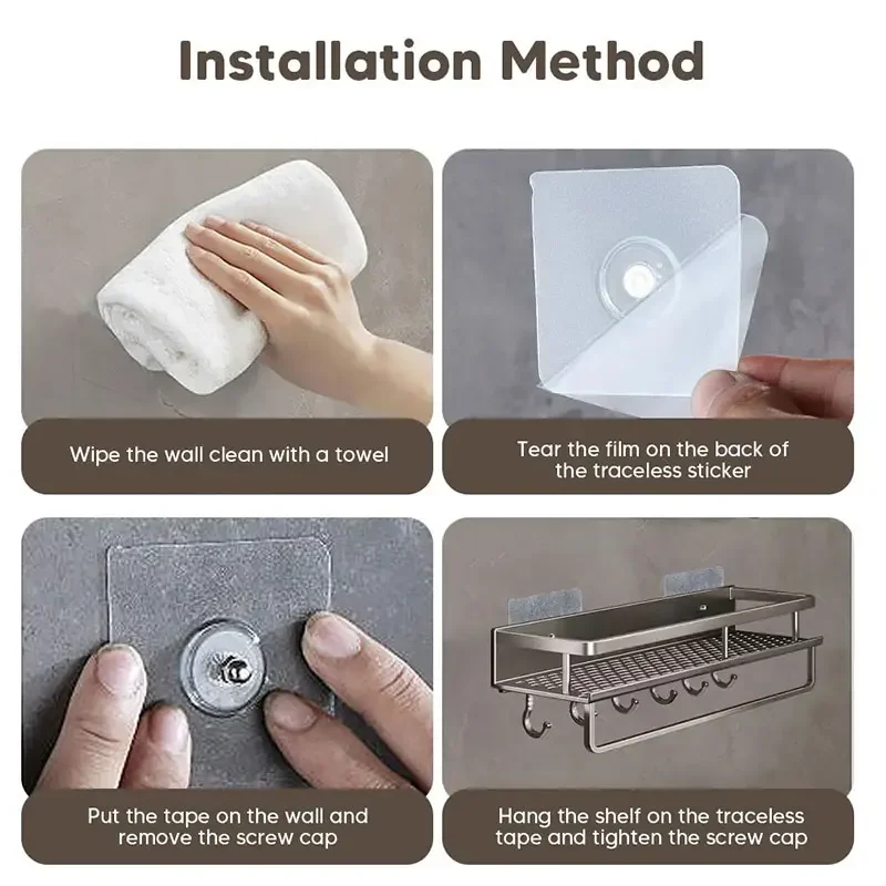 Estante de pared para baño, estante de almacenamiento para ducha, organizador de almacenamiento de maquillaje, estante para champú de aleación de aluminio, accesorios de baño