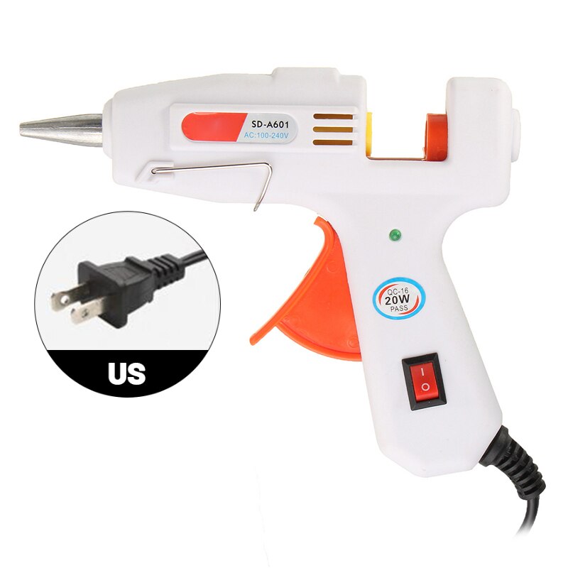 20W Electric Melt Glue Gun Multifunctional Home Mini Glue Gun Electric Heat Temperature Switch Tool with 7x100mm Glue Stick: White Glue Gun