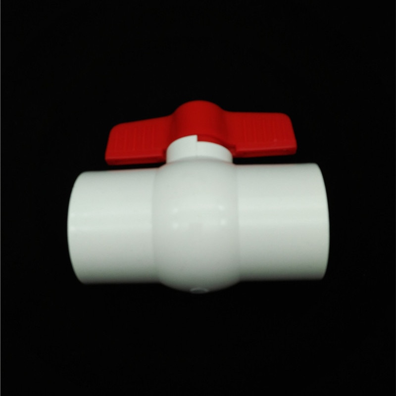 50mm to 50mm Inside Dia Slip Ends Two Way Ports PVC Ball Valve White Red