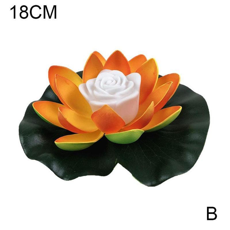 Flower Lamp LED Floating Flower Lamps Decor On Water Swimming Pool Garden Light Garden Tank Pond Decorations: yellow 18cm