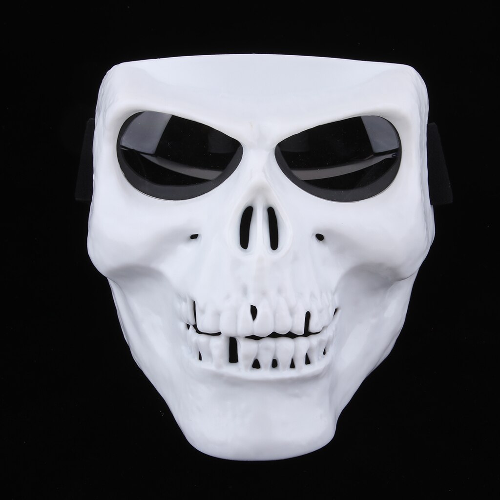 Motorbike Helmet Skull Monster Bones Demon Visor Full Face Mask Halloween: White Clear