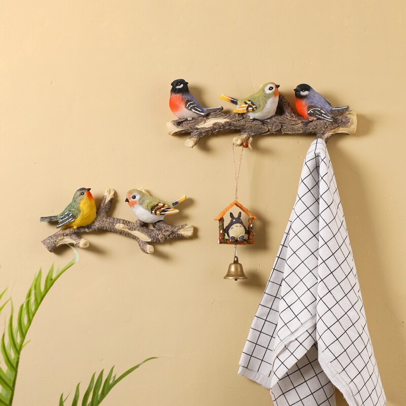Amerikaanse Creatieve Muur Hanger Craft 3D Stereo Hars Vogels Haak Veranda Jas Sleutel Haak Rack Muur Opknoping Ornamenten Muurschilderingen Decoratie