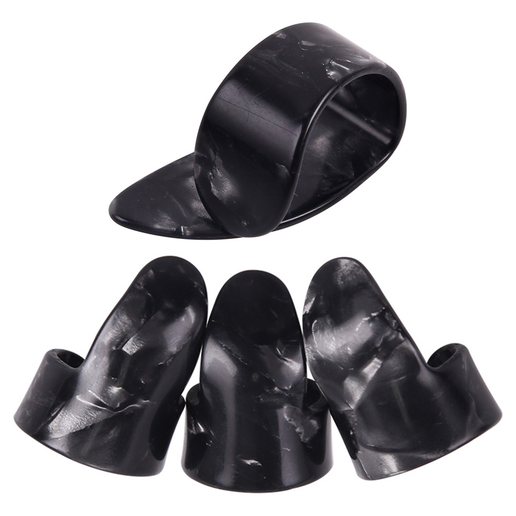Plúas de guitarra, funda para pulgar, púas para bajo eléctrico acústico, ukelele, púas para guitarra, 4 Uds., 1 pulgada + 3 dedos: Negro