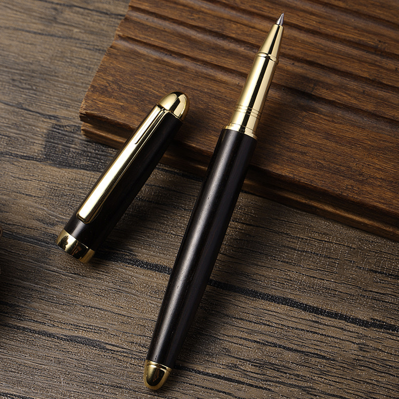Beste Holz mb Rollerball Stift 0,5mm blak Feder hochwertige Luxus Gel Stifte Briefpapier Büro Schule schreiben glatten einzigartigen Stift: Schwarz