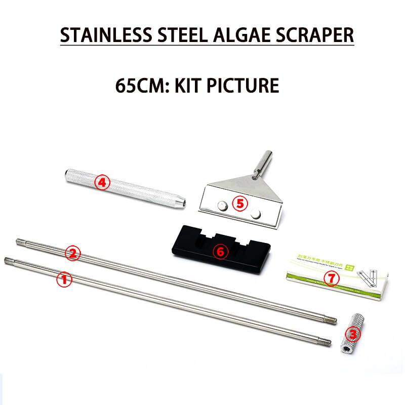 Aquarium stainless steel fish tank algae removal scraper blade aquatic plants aquatic cleaning multifunctional cleaning tool set