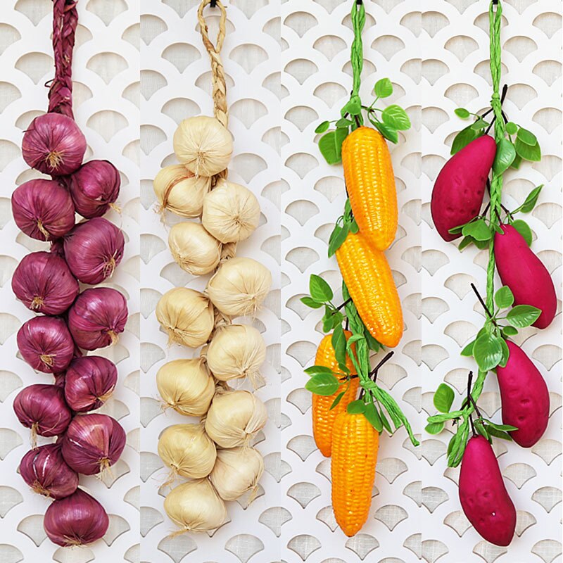 Artificial Vegetables Fruit String Simulation Food Decoration Plastic Foam Display Supplies Photography Props Kitchen Decor