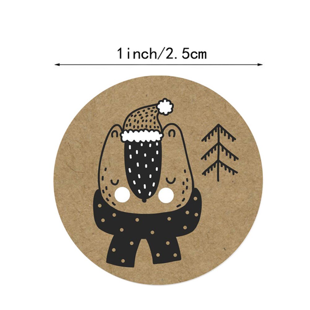 500Pcs/Roll 5 Designs 2.5cm Patterned Christmas Stickers For Envelope Cards Package Scrapbooking