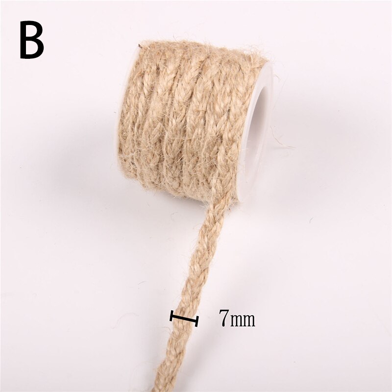 Rubans hessiens en toile de Jute naturelle, 5M, ficelle de lin, ficelle pour , emballage, fête de mariage, bricolage, ruban en lin décoratif: B