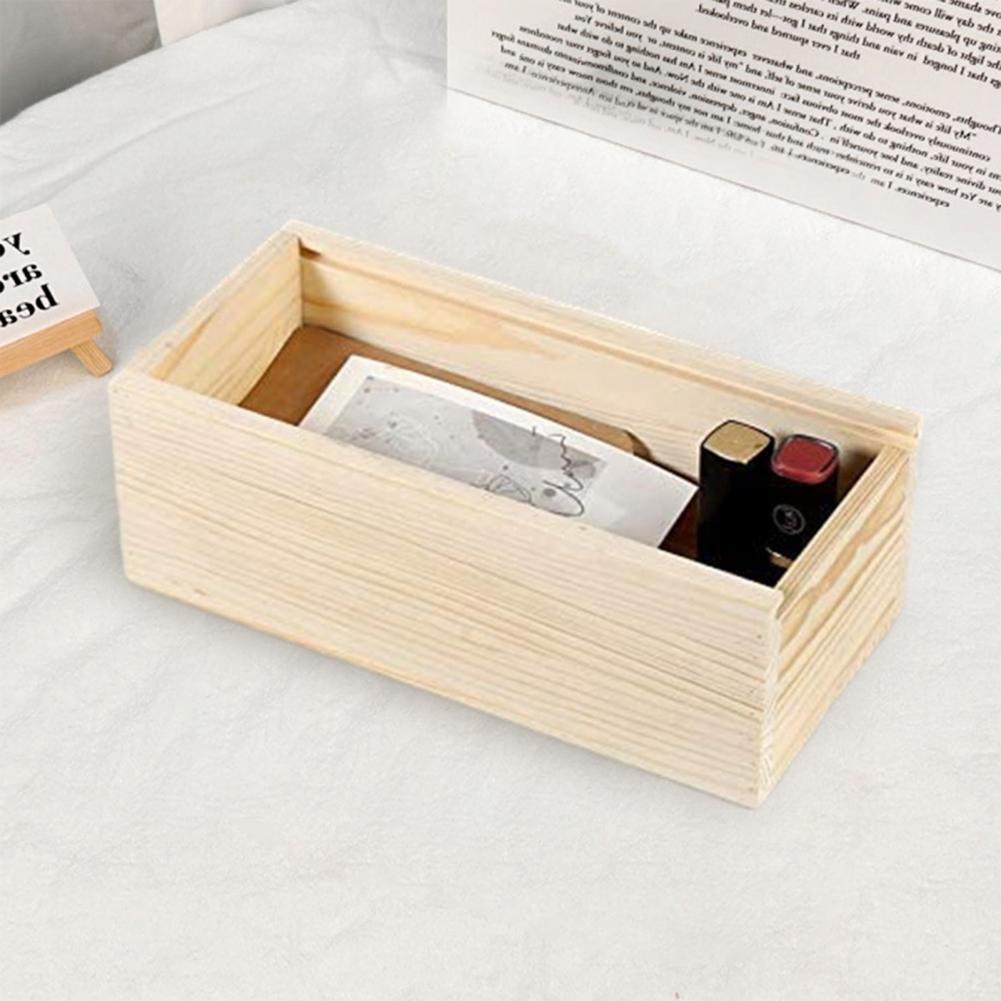 Caja de almacenamiento con tapa de cajón de madera Natural duradera, contenedor de almacenamiento hecho a mano, solución de almacenamiento de textura delicada y versátil