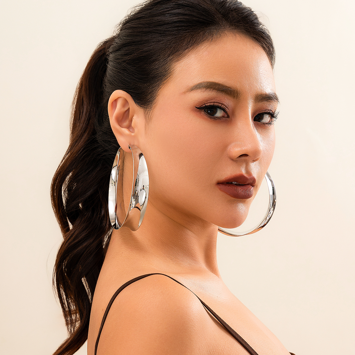 KunJoe-pendientes de aro redondos con agujeros grandes y exagerados para mujer, aretes con forma de círculo a la , joyería para mujer, para Festival
