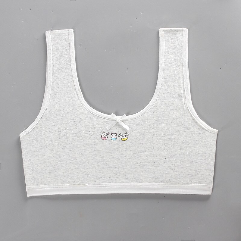 Giovani Ragazze Reggiseno di Formazione Pubertà Adolescente Biancheria Intima Per Bambini di Sport Morbido Corsa E Jogging Cotone Teenager Magliette E Camicette di Stampa Per Il Imbottito Canotta: gray