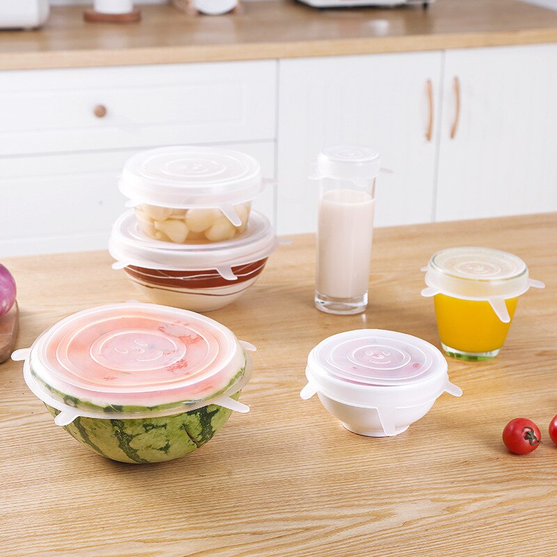Couvercle scellé en plastique Silicone | 6 pièces, couvercle pour conservation des aliments de alimentaire, couvercle de cuisine, film extensible, couvercle peut être recyclé, outil ménager