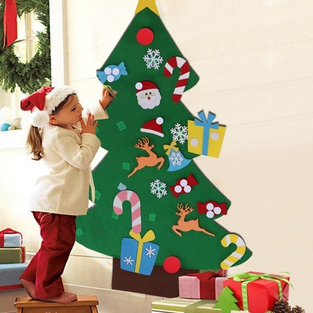 Décoration de noël enfants fait main sapin de noël à monter soi-même feutre tissu matériel petits ornements colorés