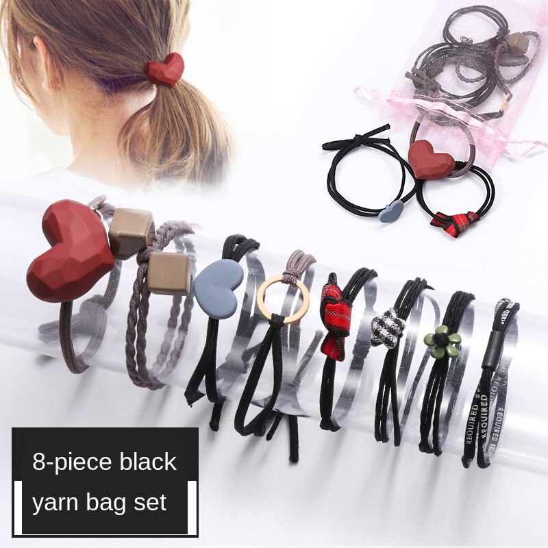 9 Uds bebé las vendas de Nylon niños elástico bandas para el pelo de los niños pelo cuerdas accesorios de bebé Princesa Madre de los niños y los niños: 8 pcs black