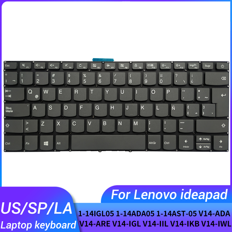 Teclado para ordenador portátil EE. UU./español/latino para Lenovo ideapad 1-14IGL05 -14ADA05 -14AST-05 V14-ADA V14-ARE V14-IGL V14-IIL V14-IKB V14-IWL