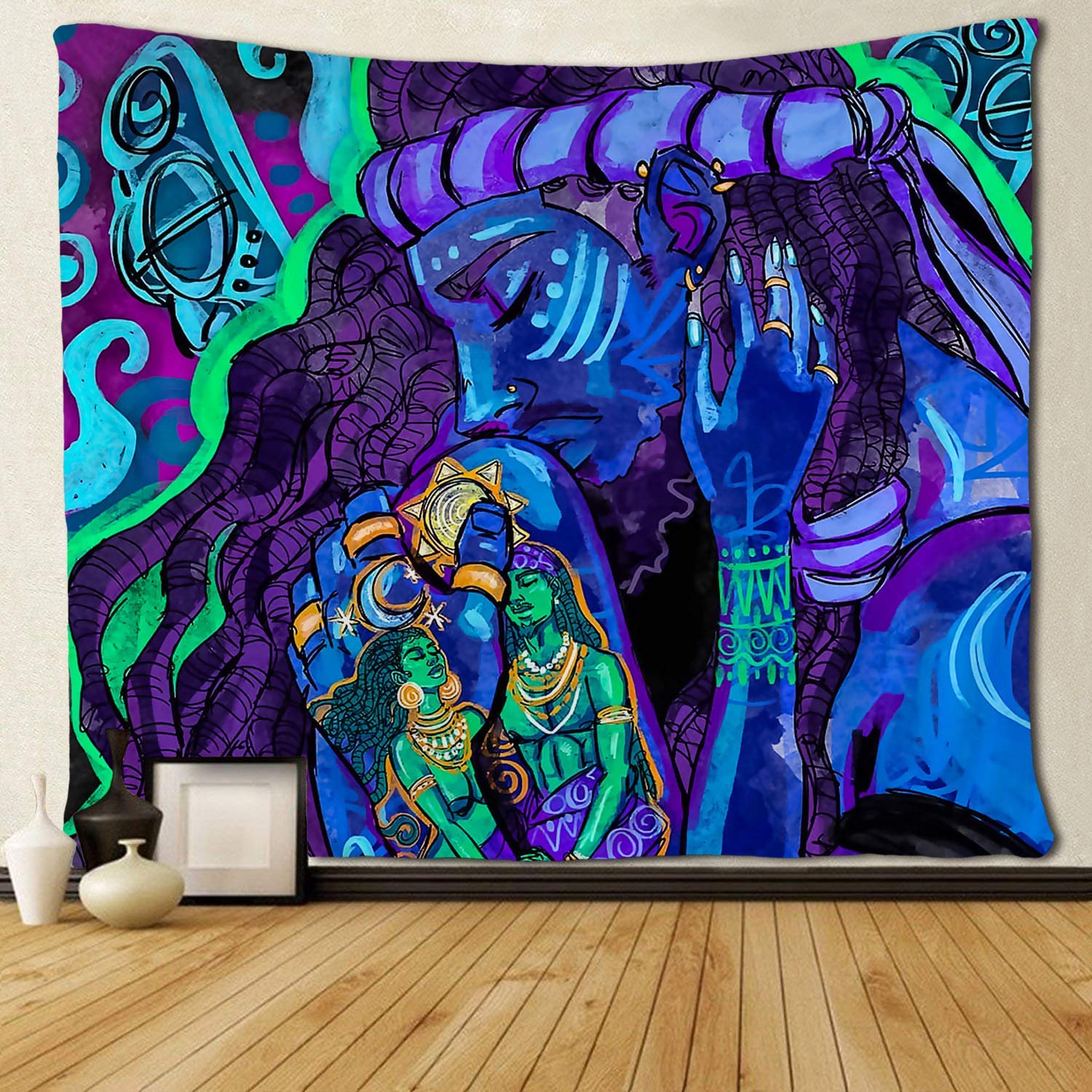 Negro amante africano, pareja de tapices artísticos, sala de estar, dormitorio
