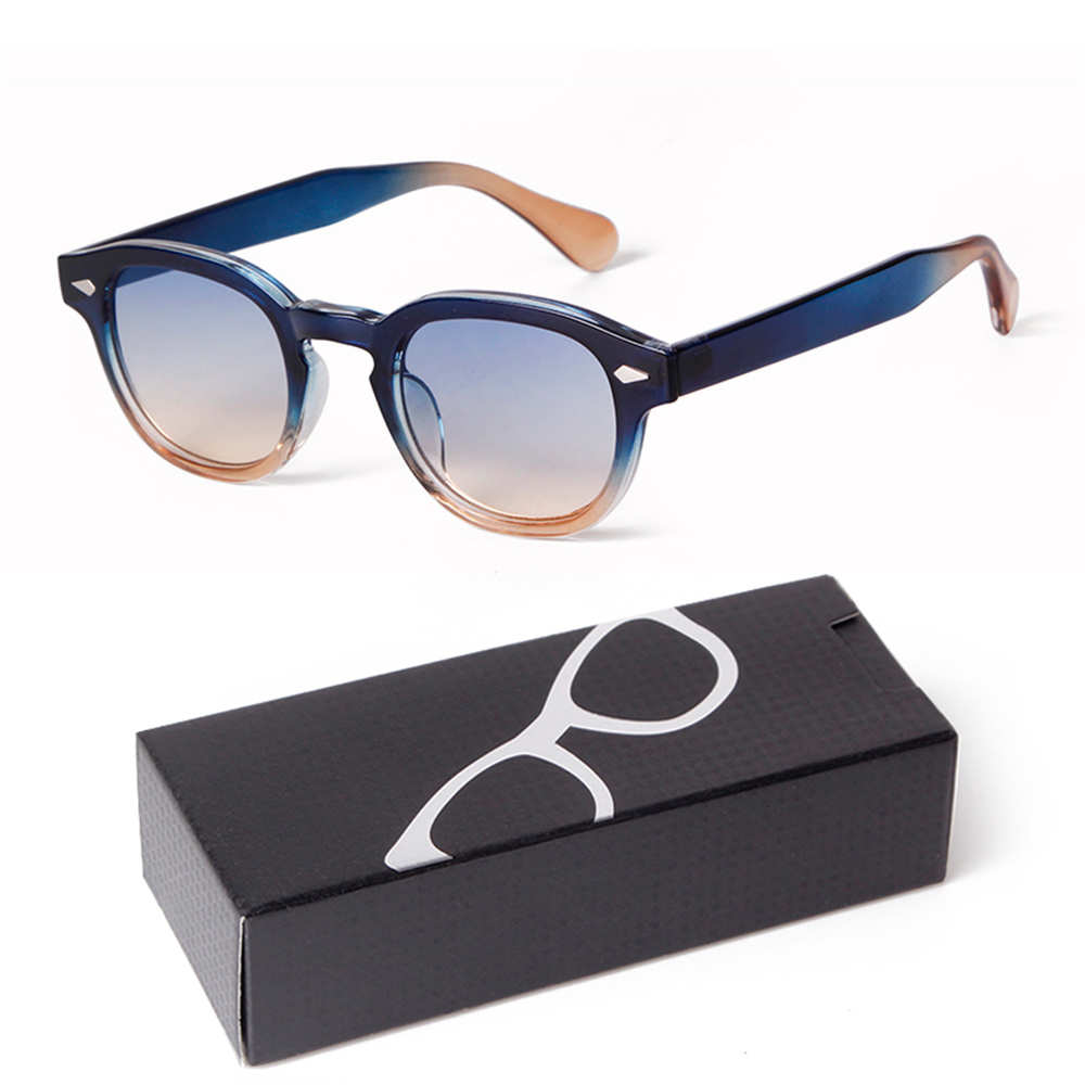 Farbverlauf Blau Kleine Runde Sonnenbrille für Frauen Männer Jahrgang Schildkröte Quadrat Sonnenbrille Lunettes De Soleil