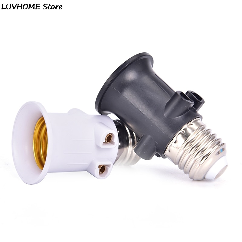 Pbt brandsikker  e27 pære adapter lampeholder base sokkel konvertering med eu stik