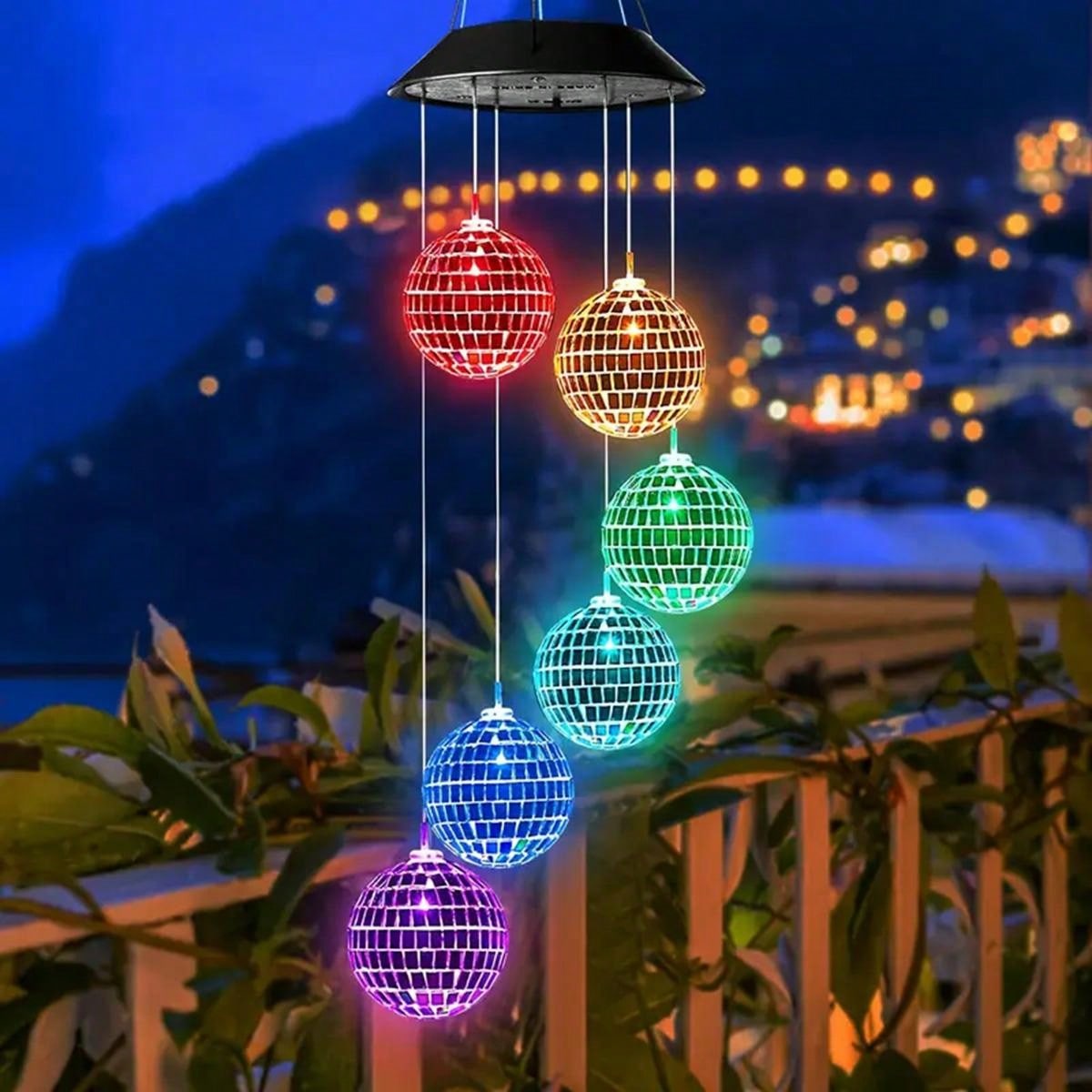 Campanas de viento que cambian de Color Solar, 6 LED RGB, cambios automáticamente de Color para el hogar, jardín, exterior, balcón, decoración, 1 Uds.: YELLOW
