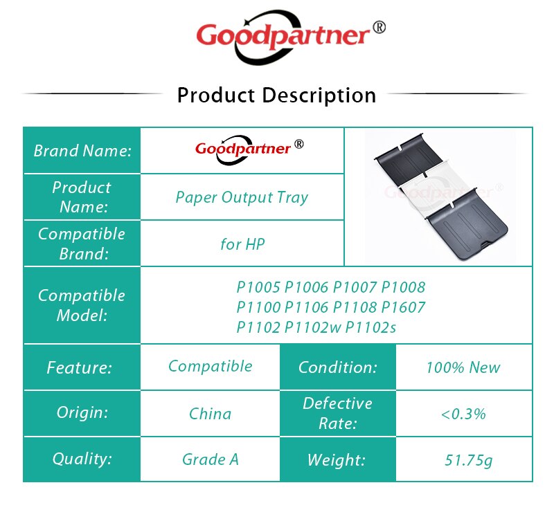 1X RM1-6903-000 Paper Output Tray for HP P1102 P1102w P1102s P1005 P1006 P1007 P1008 P1100 P1106 P1108 P1607 1102 1102W