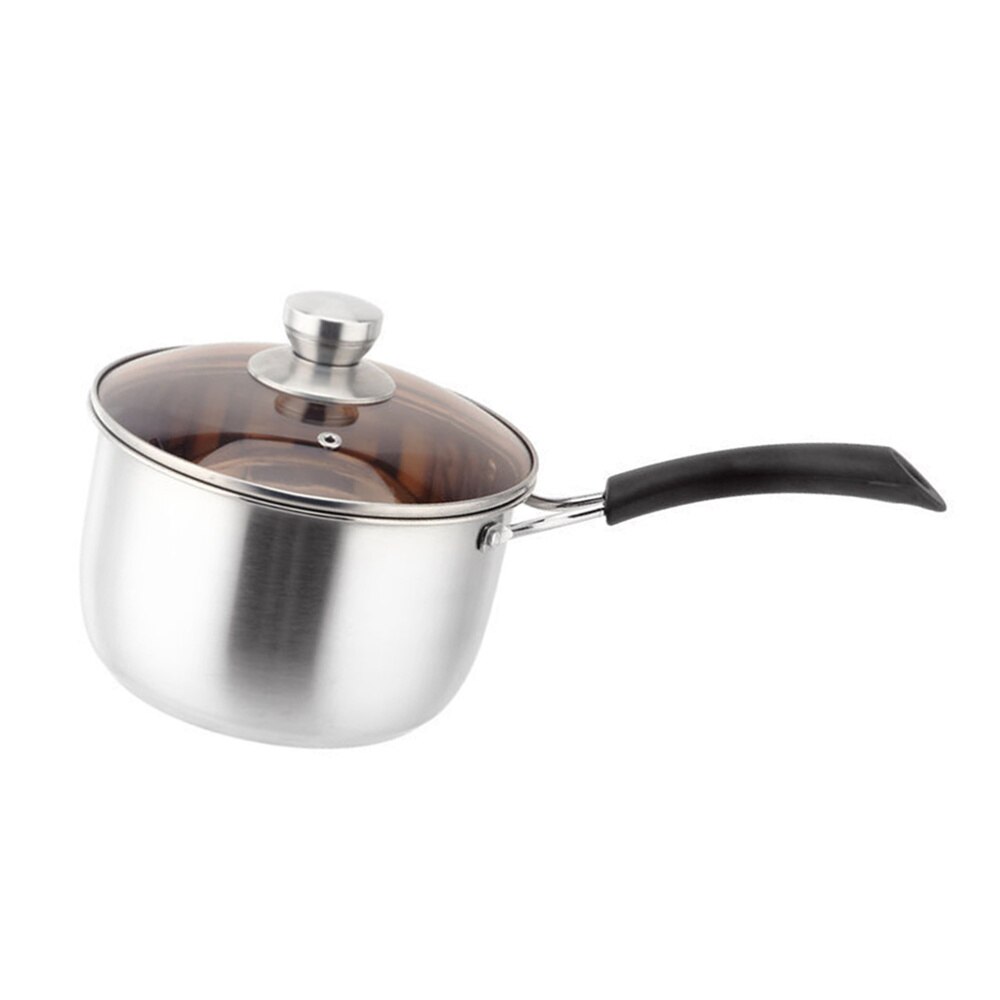 Stainless Steel Stockpot with Lid Single Long Handle Cooking Pot Thick Kitchen Soup Pot for Home (14cm)